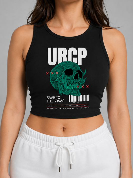 RAVE TO THE GRAVE CREWNECK CROP TOP (front design)