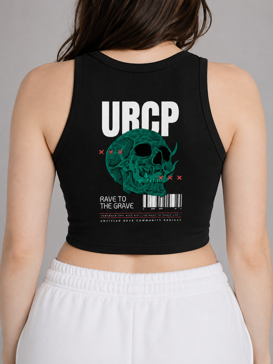 RAVE TO THE GRAVE CREWNECK CROP TOP (back design)