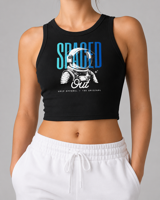 SPACED OUT ASTRONAUT CREWNECK CROP TOP (front design)